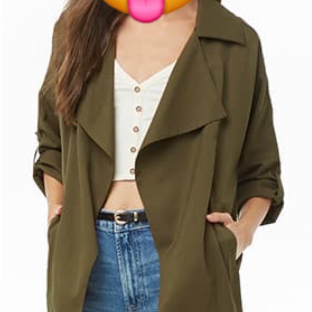 Olive green trench cardigan